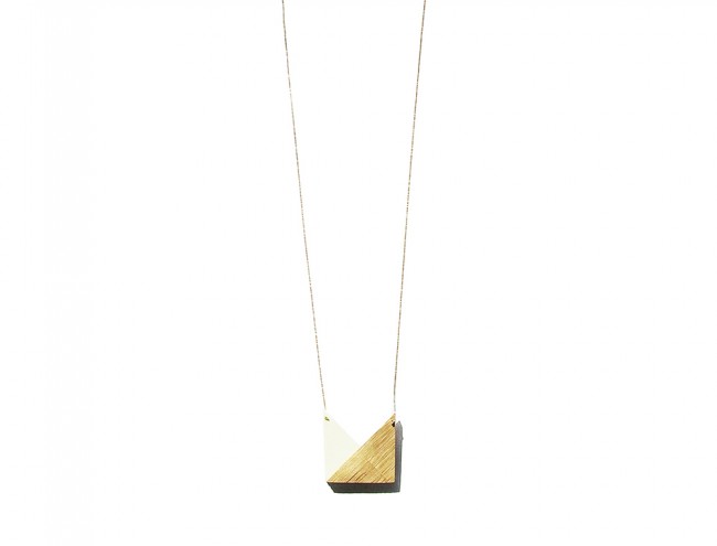 triangle wood gold necklace
