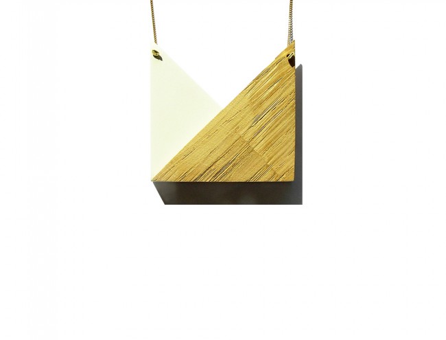 triangle wood gold necklace