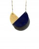 circle wood gold necklace