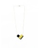 rectangle wood gold necklace