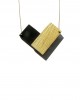 rectangle wood gold necklace