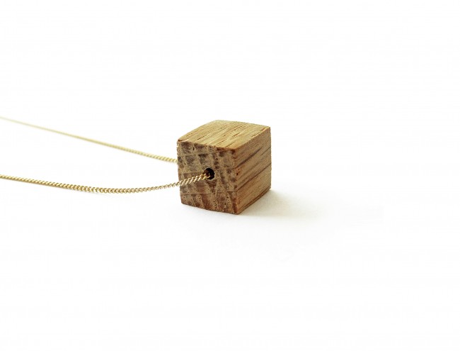 wooden cube 1 necklace