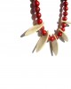 wooden petal red coral necklace