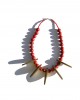 wooden petal red coral necklace