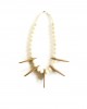 wooden petal white coral necklace