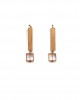 wooden rectangle pink gold earrings