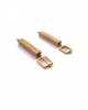 wooden rectangle pink gold earrings