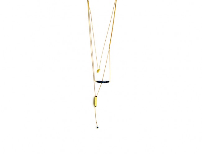 blue gold layer necklace 