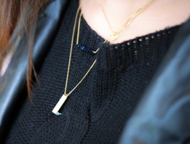 blue gold layer necklace 