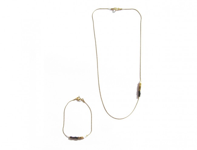 black gold beads chain set    