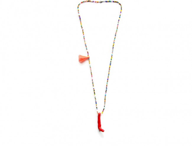 multicolor beads coral pink fluo necklace