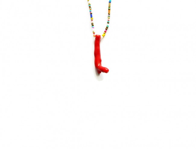 multicolor beads coral pink fluo necklace