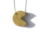 wooden pacman 2 gold necklace