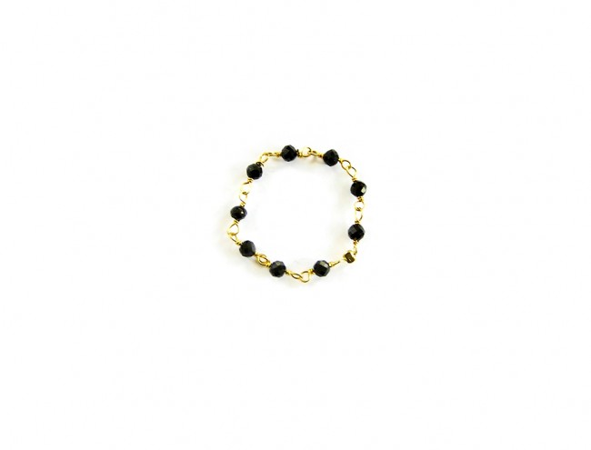 black rozario pearl chain ring