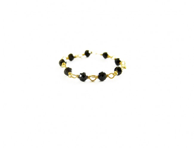 black rozario pearl chain ring