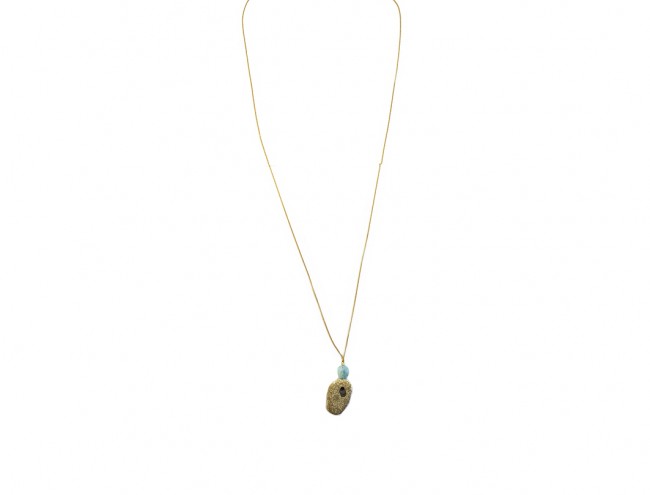 aquamarine seastone 14K gold necklace
