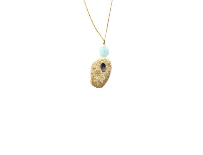 aquamarine seastone 14K gold necklace