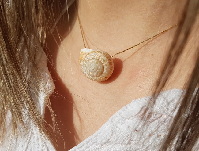 big moon shell 14K gold necklace