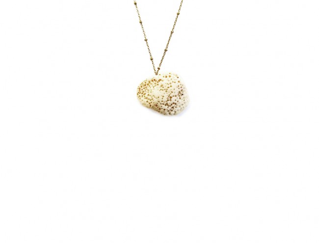 sponge seastone 14K gold necklace