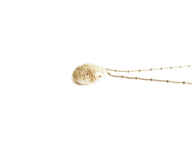 sponge seastone 14K gold necklace