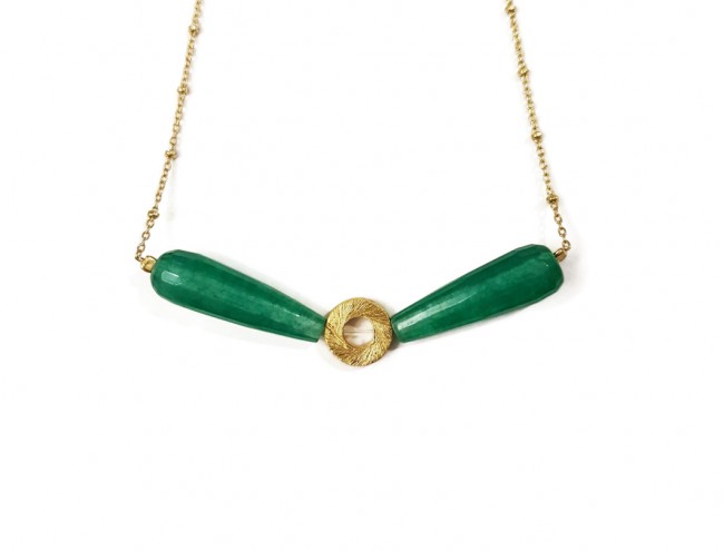 green jade gold chain necklace