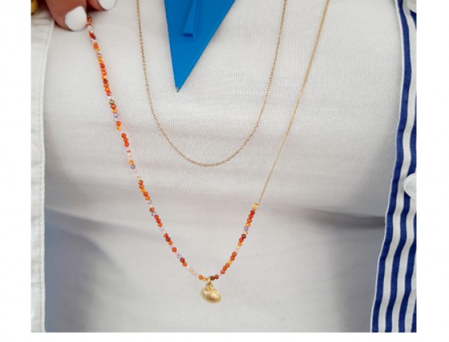 colorful jade gold clam necklace 