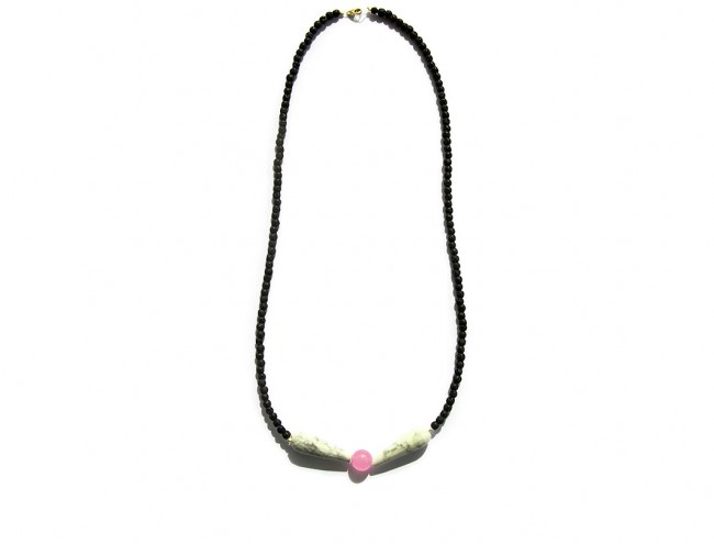 howlite pink jade and lava necklace