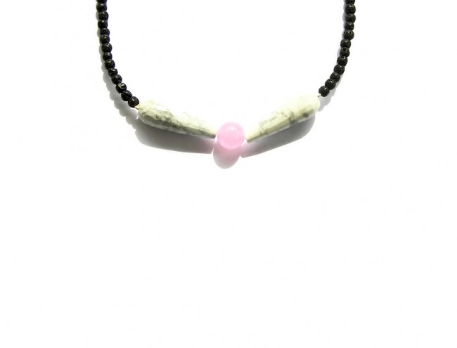 howlite pink jade and lava necklace