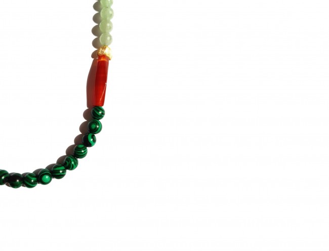 malachite carnelian green jade gold necklace