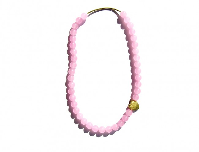 pink jade gold heart necklace