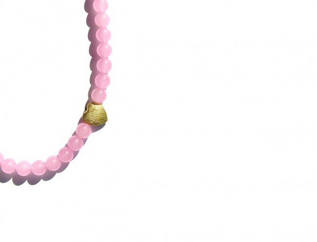 pink jade gold heart necklace