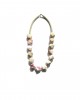 white pink agate, glass beads necklace