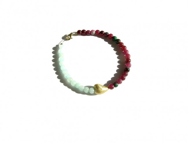 cherry agate gold heart bracelet 