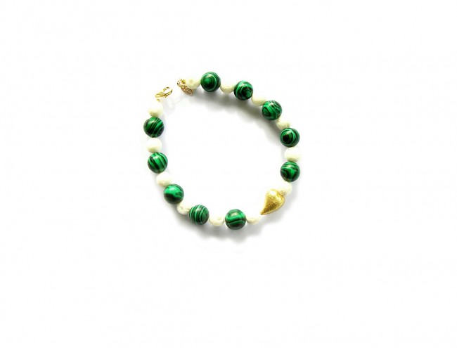 malachite white coral heart bracelet