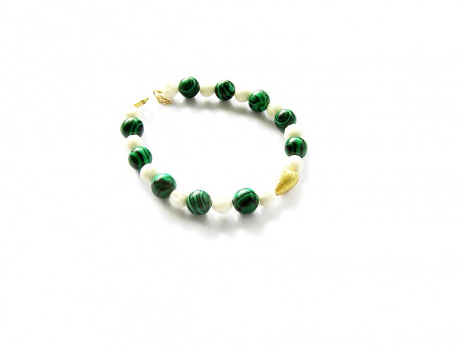 malachite white coral heart bracelet