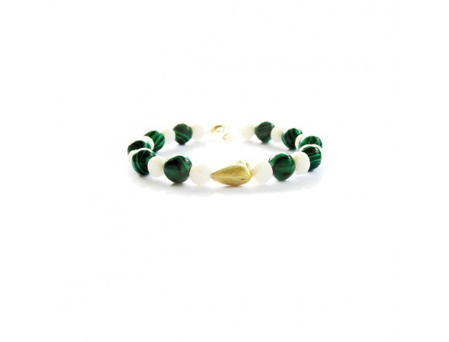 malachite white coral heart bracelet