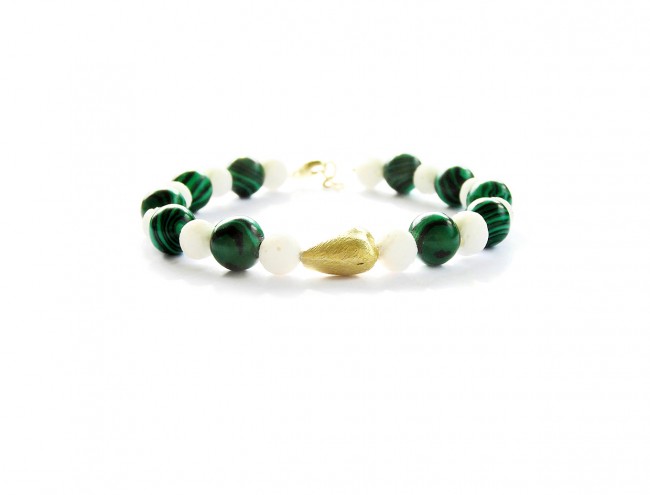malachite white coral heart bracelet