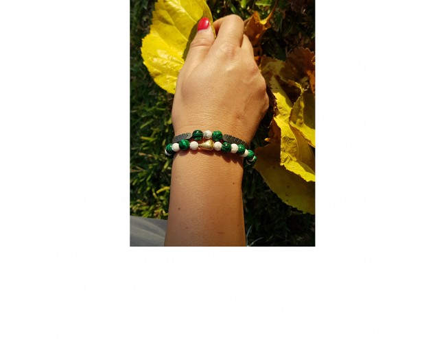 malachite white coral heart bracelet