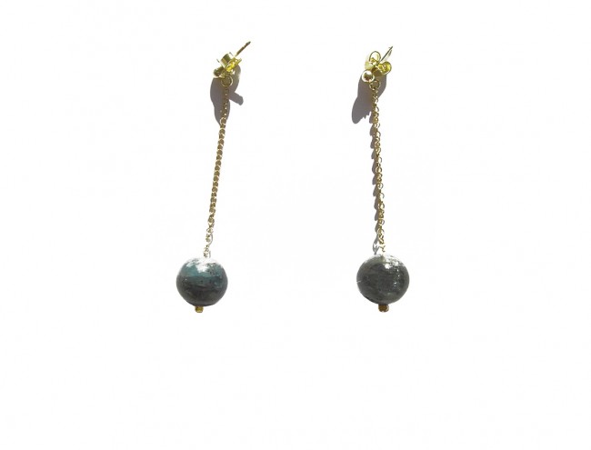 cyanite gold chain earrings