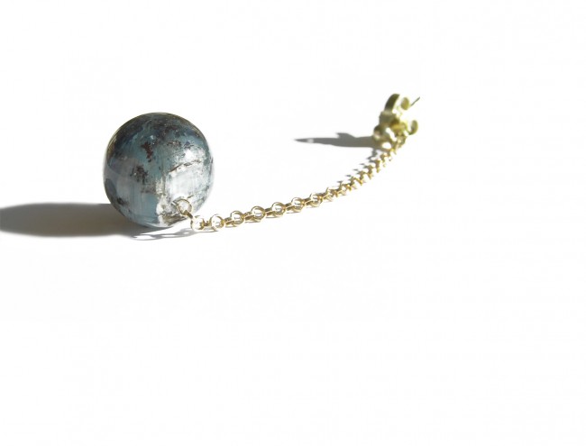 cyanite gold chain earrings