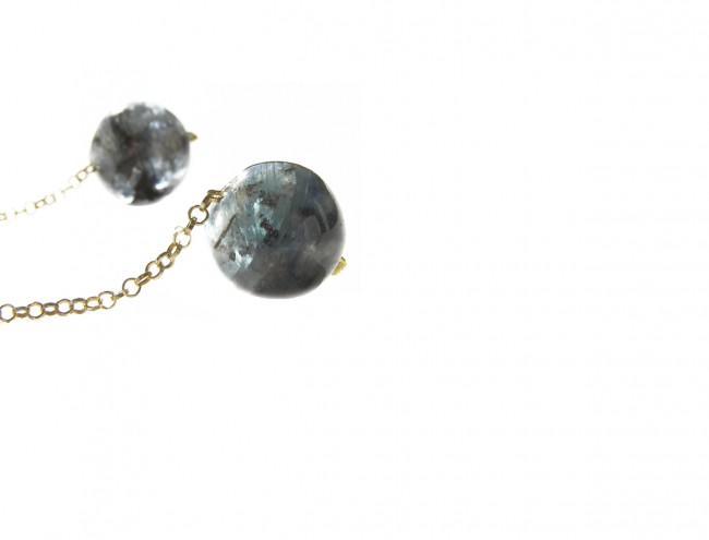 cyanite gold chain earrings