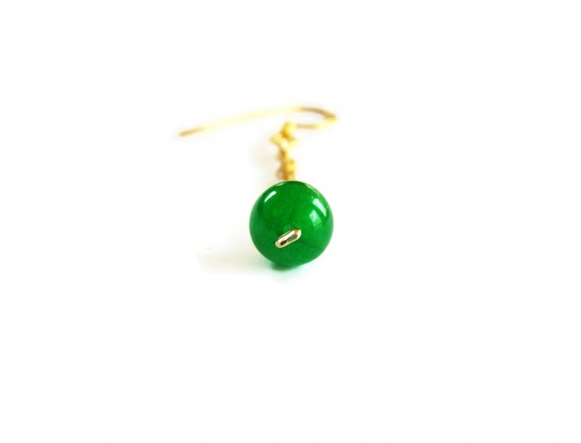 green jade gold chain earrings