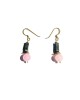 pink jade grey square earrings