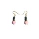 pink jade grey square earrings