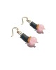 pink jade grey square earrings