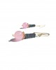 pink jade grey square earrings