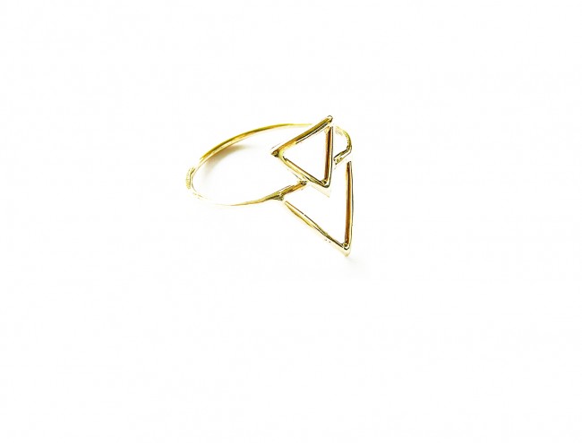 double triangle 14K gold ring