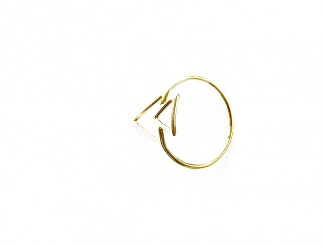 double triangle 14K gold ring