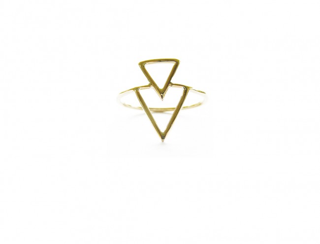 double triangle 14K gold ring