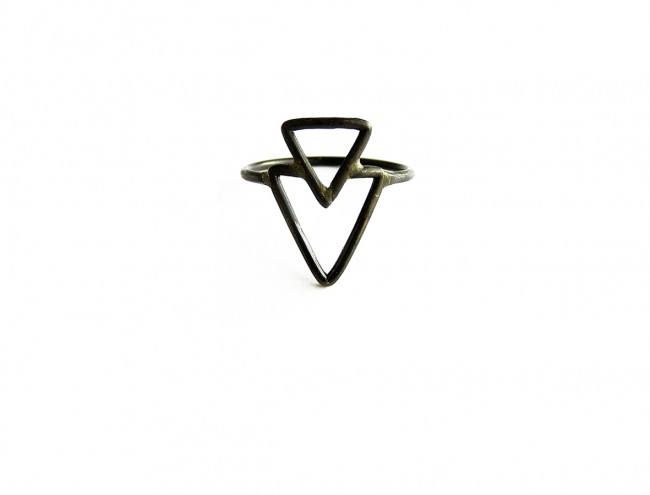 double triangle 14K gold ring